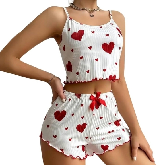 Other - Red and White Soft Camisole Set Sleepwear